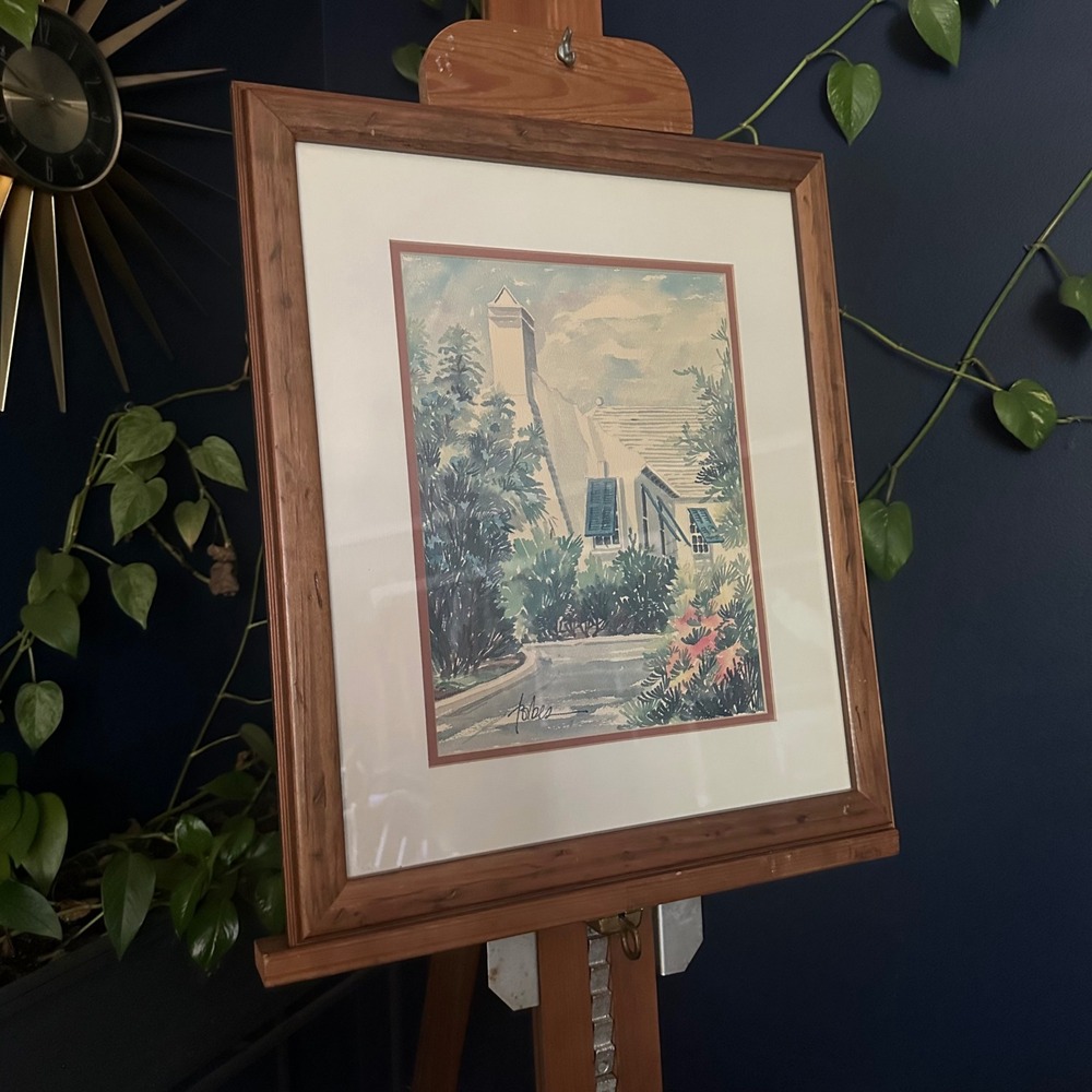 Vintage Joan Forbes Bermuda Watercolor – Framed